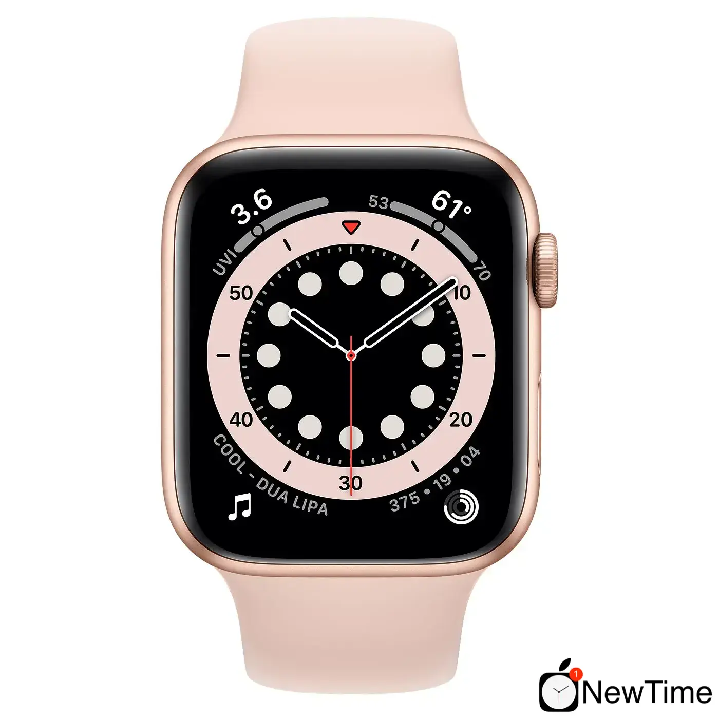 Apple Watch Series 6 GPS + Cellular 44mm Gold Aluminum Case with Pink Sand Sport Band (M07G3, MG2D3)